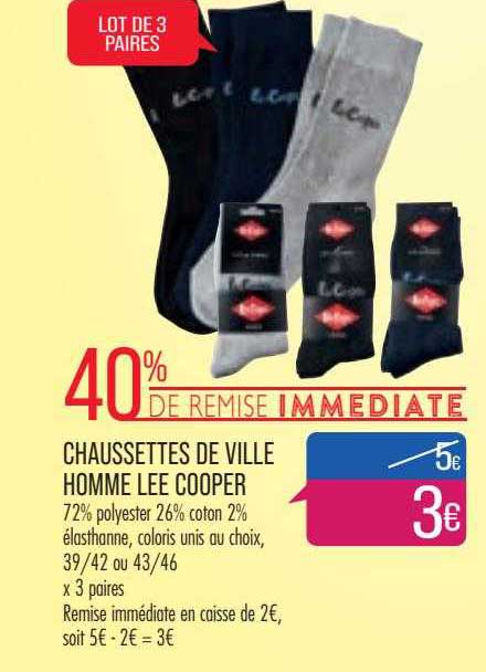 chaussettes de ville home lee cooper 40% de remise immédiate