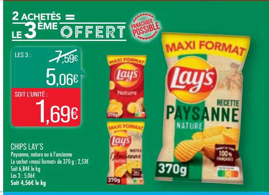 chips lay's 2 achetés = le 3ème offert