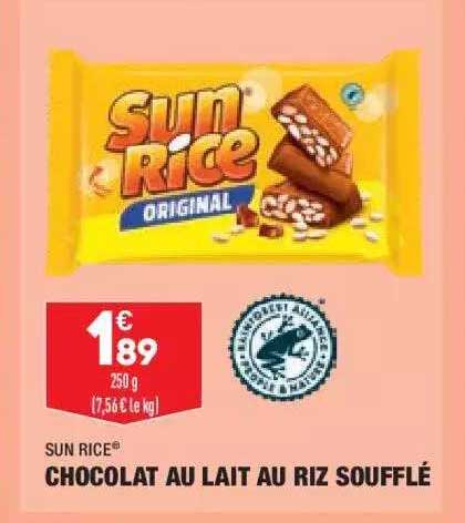 chocolat au lait au riz soufflé sun rice
