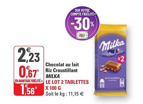 Chocolat Au Lait Riz Croustillant Milka