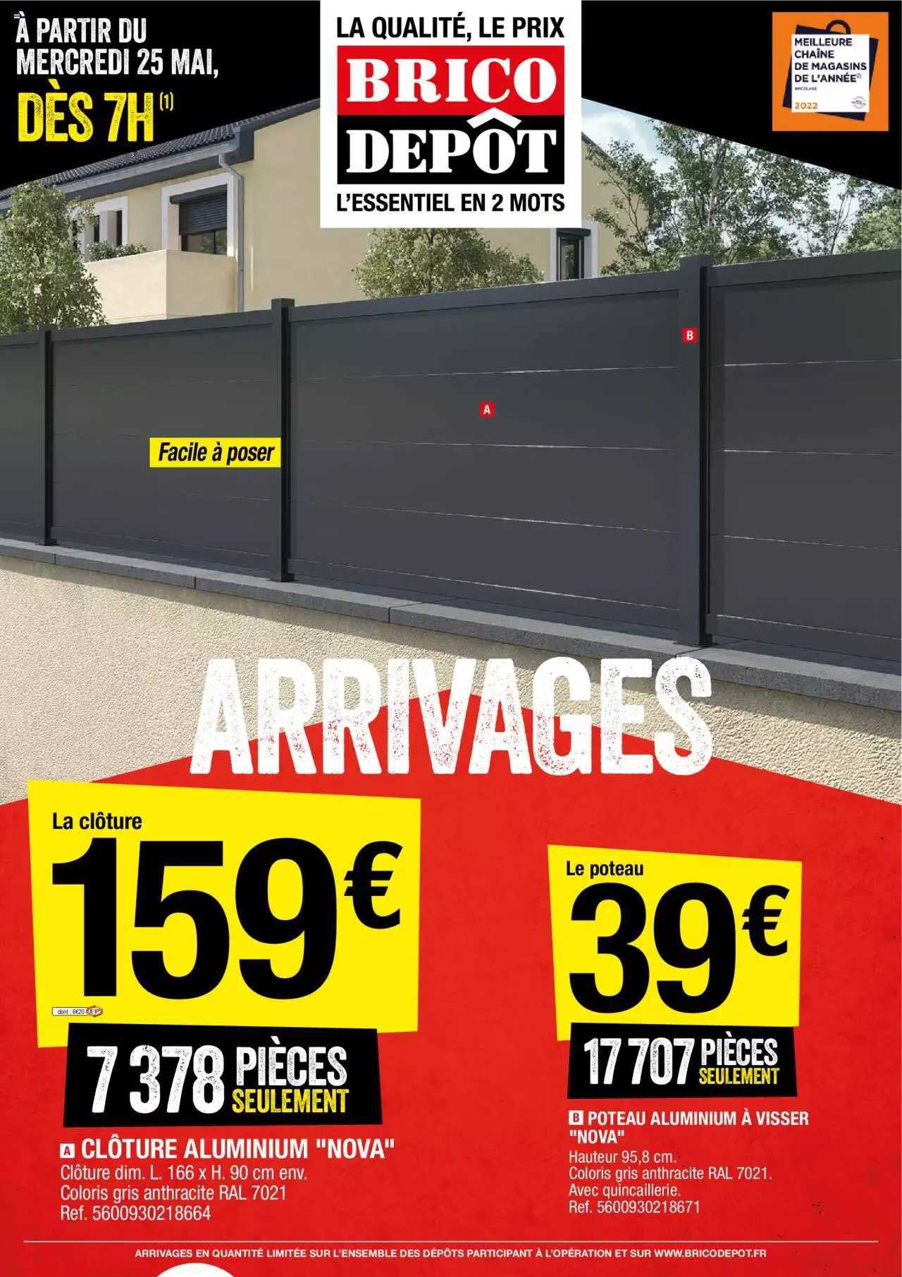 clôture aluminium "nova", poteau aluminum à visser "nova"