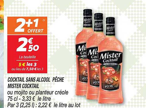 cocktail sans alcool pêche mister cocktail