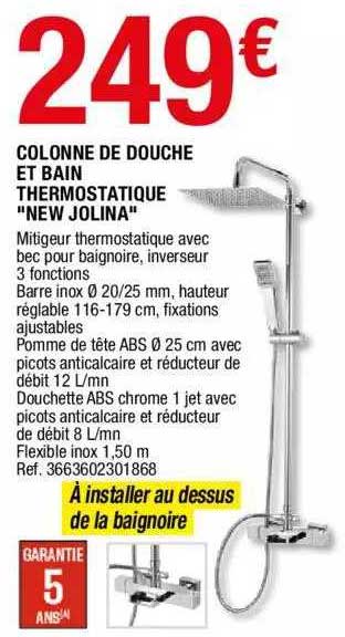 colonne de douche et bain thermostatique "new jolina"