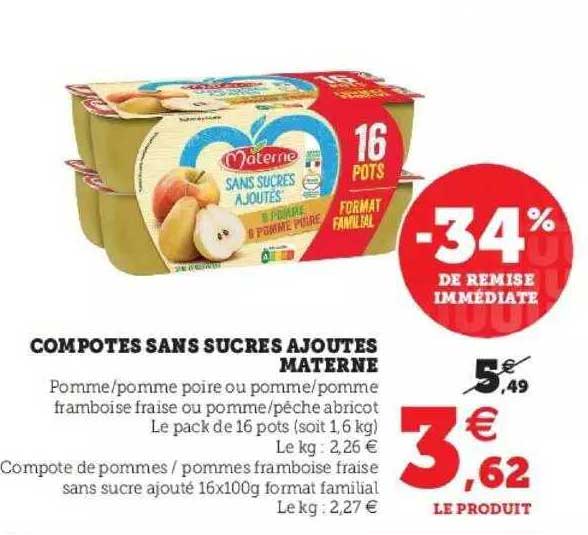Compotes Sans Sucres Ajoutés Materne