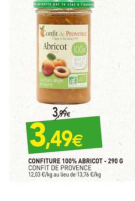 Confiture 100% Abricot - 290 G Confit De Provence