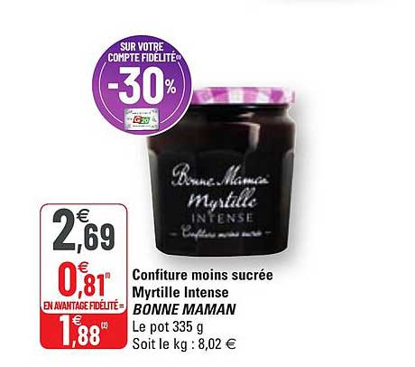confiture moins sucrée myrtille intense bonne maman