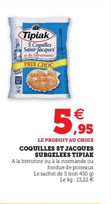 coquilles st jacques surgelées tipiak