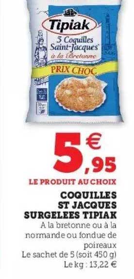 coquilles st jacques surgelées tipiak