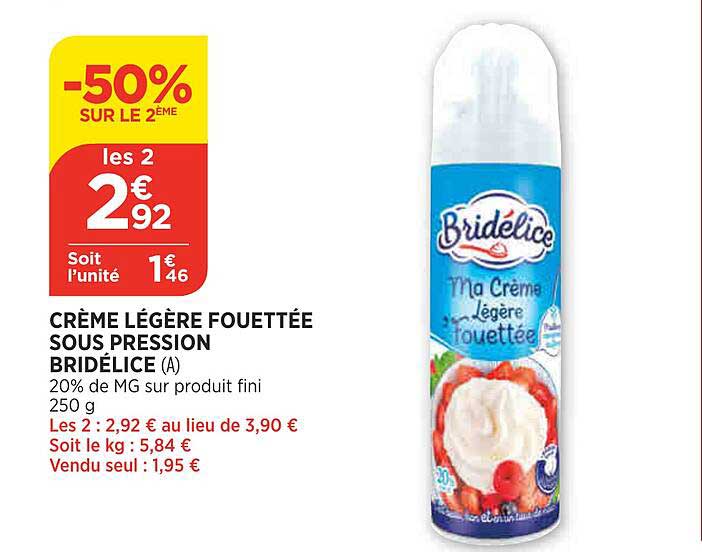 Crème Légère Fouettée Sous Pression Bridélice