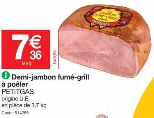 Demi-jambon Fumé-grill à Poêler Petitgas