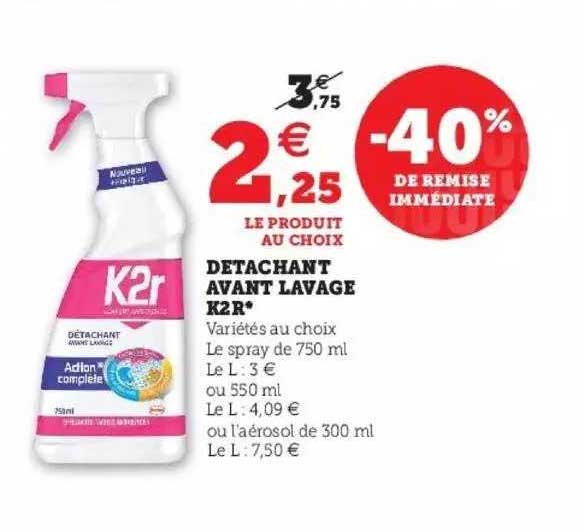 détachant avant lavage k2r