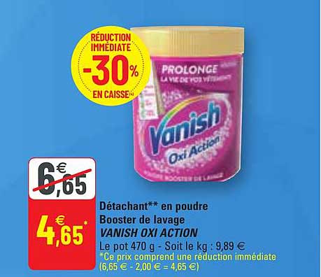 détachant en poudre booster de lavage vanish oxi action