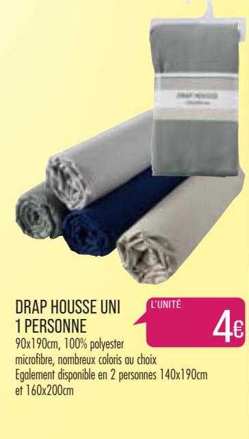 drap housse uni 1 personne