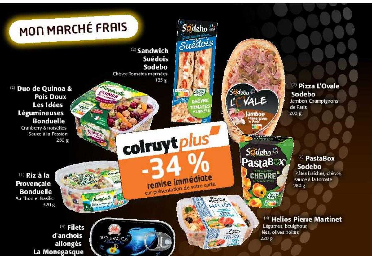 duo de quinoa & pois doux les idées légumineuse bonduelle, riz à la provençale bonduelle, filet d''anchois allongés la monegasque, helios pierre martinet, pastaBox sodebo, pizza l'ovale sodebo