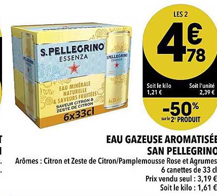 eau gazeuse aromatisée san pellegrino