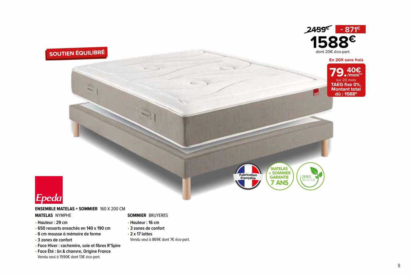 Ensemble Matelas + Sommier Epeda