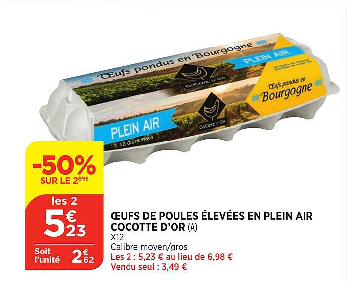 oeufs de poules élevées en plein air cocotte d'or