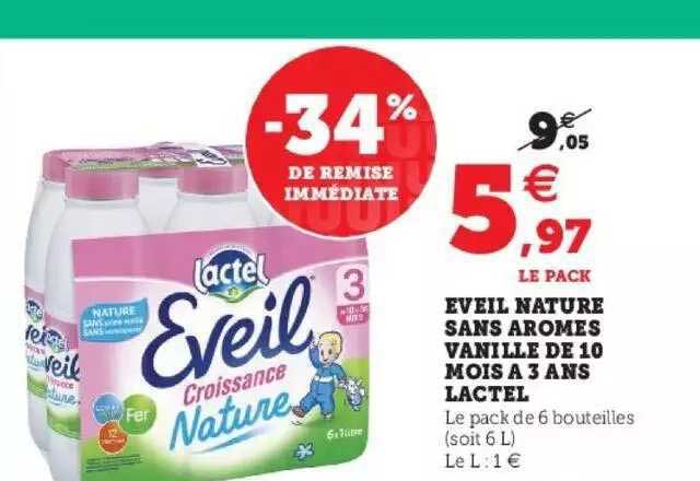 éveil nature sans arômes vanille de 10 mois à 3 ans lactel
