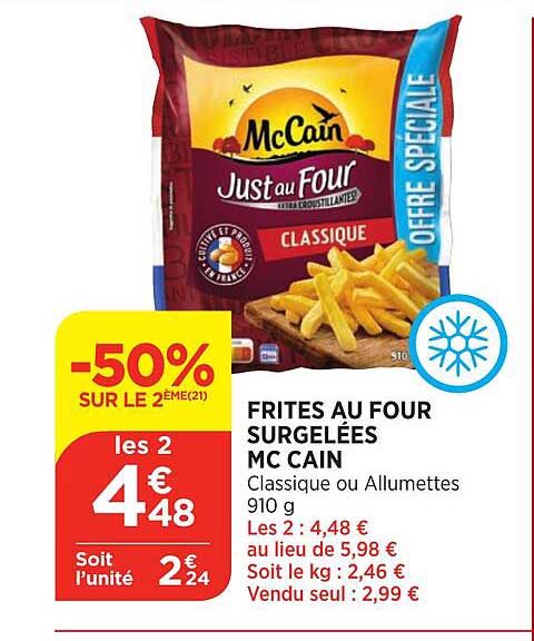 frites au four surgelées mc cain
