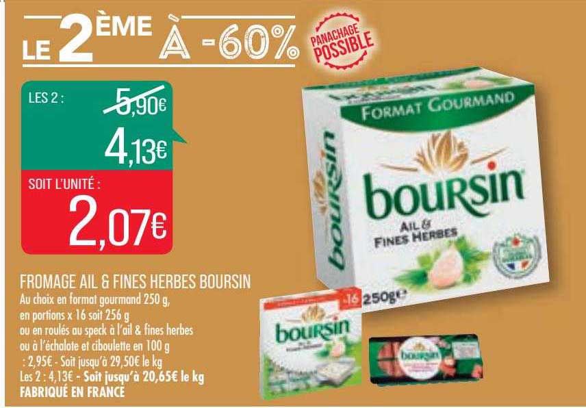 Fromage Ail & Fines Herbes Boursin Le 2ème à -60%