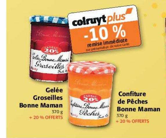 gelée groseilles bonne maman, confiture de pêches bonne maman