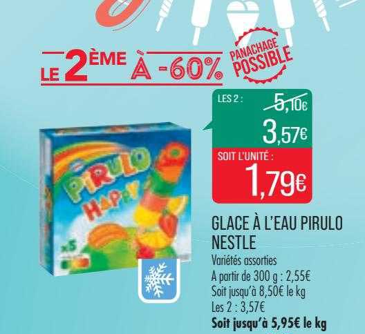 Glace à L'eau Pirulo Nestle Le 2ème à -60%
