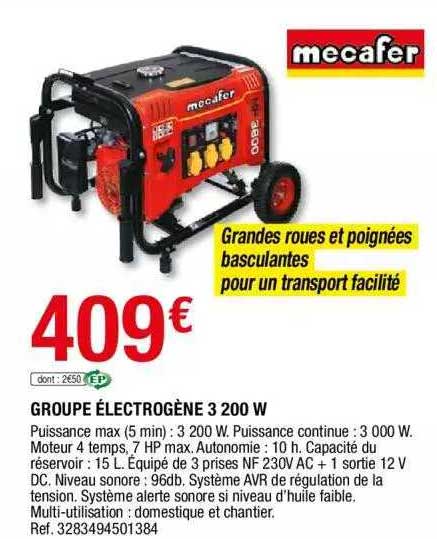 groupe électrogène 3 200 w mecafer