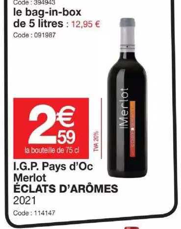 i.g.p. pays d'oc merlot éclats d'arômes 2021