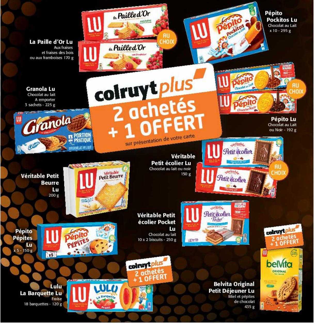 la paille d'or lu, granola lu, véritable petit beurre lu, pépito pépites lu, lulu la barquette lu, belvita original petit déjeuner lu, véritable petit écolier pocket lu, pépito lu, pépito pockitos lu