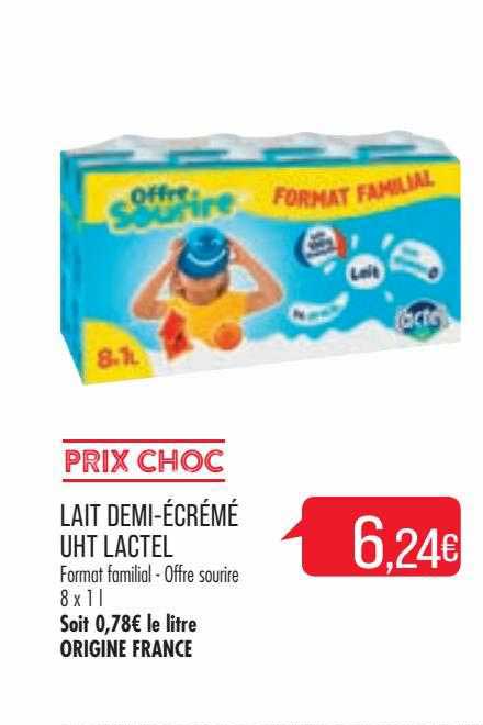 lait demi-écrémé uht lactel