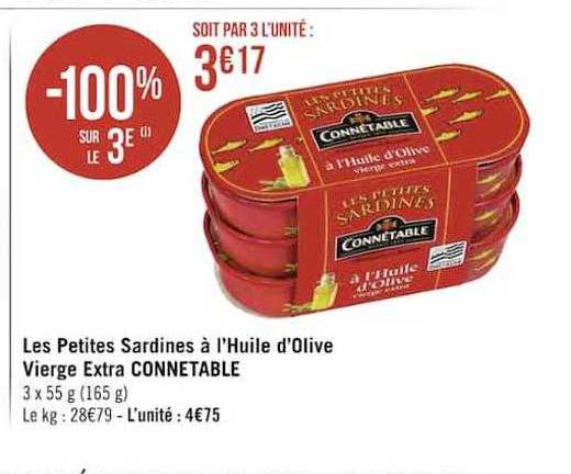 les petites sardines à l'huile d'olive vierge extra connétable