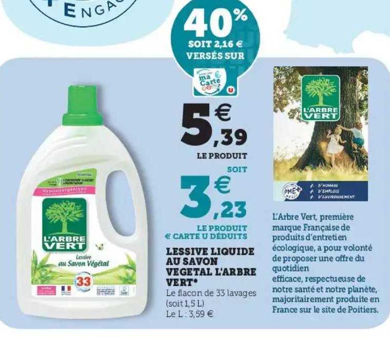 lessive liquide au savon végétal l'arbre vert