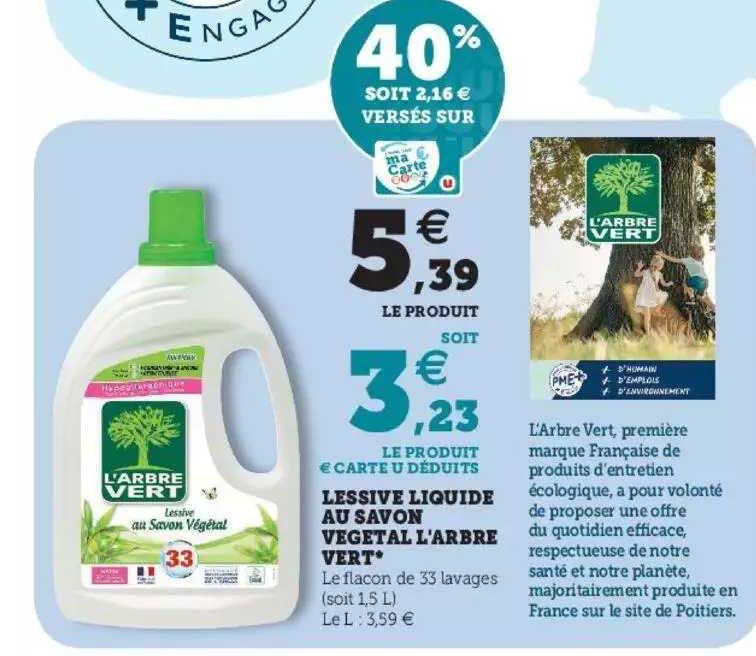 lessive liquide au savon végétal l'arbre vert
