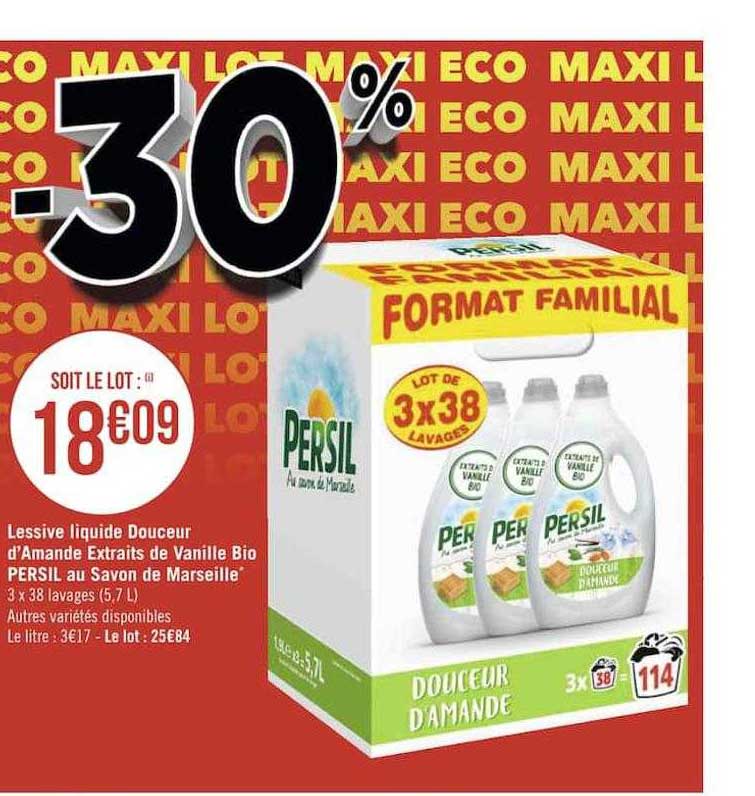 Lessive Liquide Douceur D'amande Extraits De Vanille Bio Persil Au Savon De Marseille