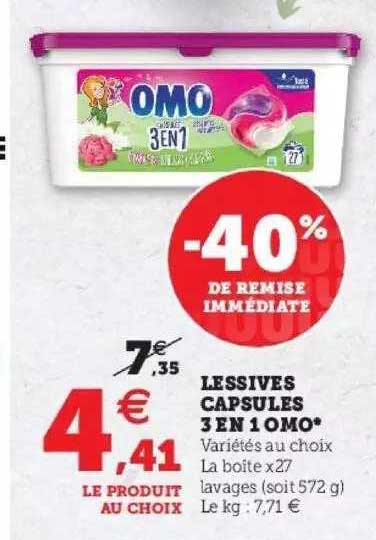 Lessives Capsules 3 En 1 Omo