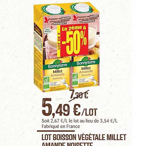 Lot Boissons Végétale Millet Amande Noisette
