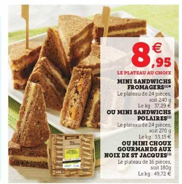 mini sandwichs fromagers ou mini sandwichs polaires ou mini choux gourmands aux noix de st jacques