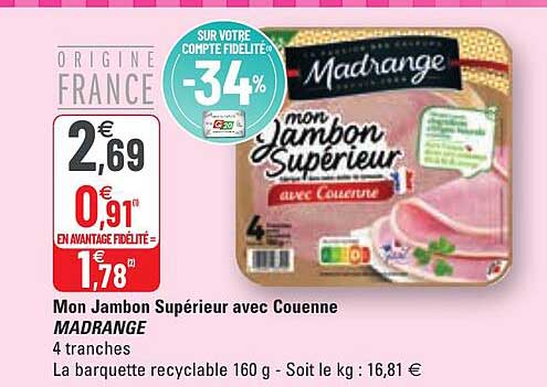 mon jambon supérieur avec couenne madrange