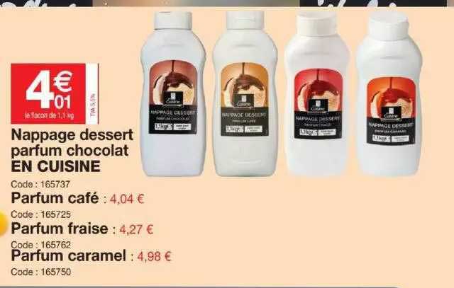 nappage dessert parfum chocolat, parfum café, parfum fraise, parfum caramel en cuisine