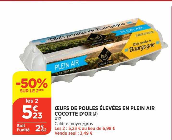 oeufs de poules élevées en plein air cocotte d'or