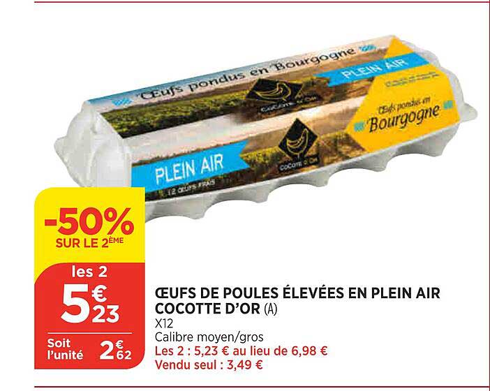 oeufs de poules élevées en plein air cocotte d'or