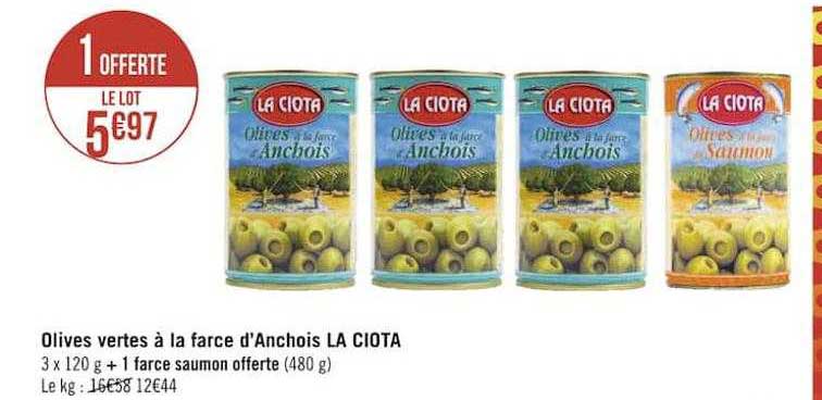 olives vertes à la farce d'anchois la ciota