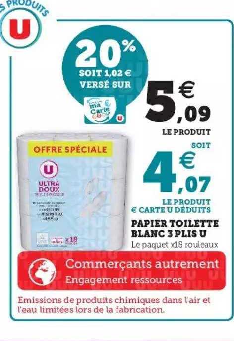 papier toilette blanc 3 plis u