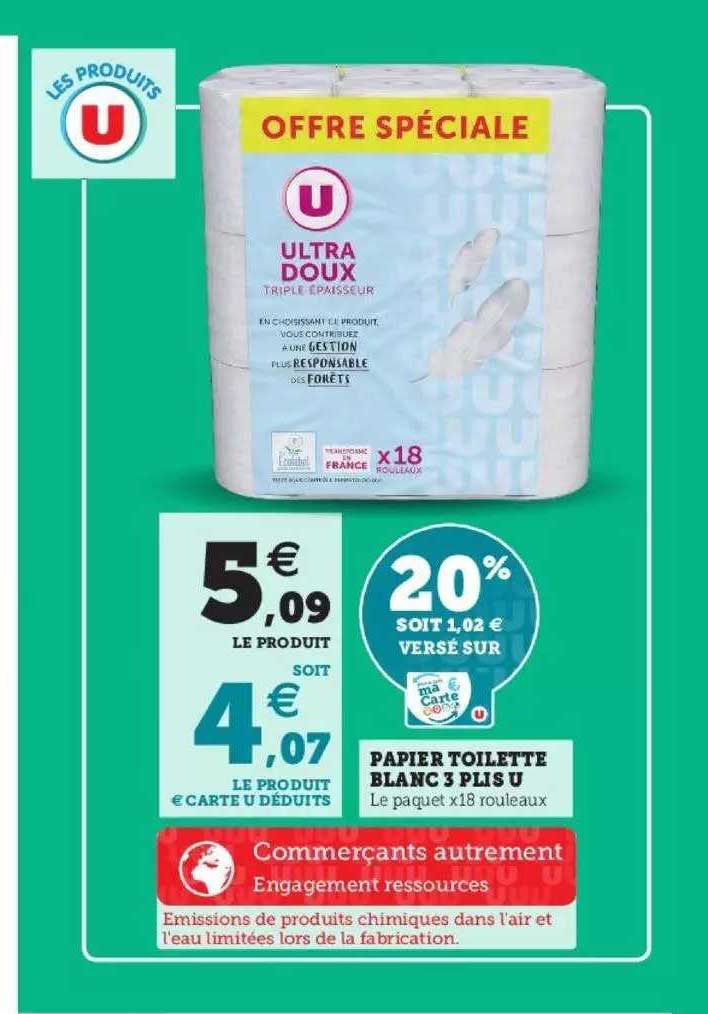 papier toilette blanc 3 plis u