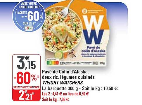 pavé de colin d'alaska, deux riz, légumes cuisinés weight watchers