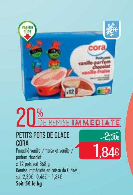 petits pots de glace cora 20% de remise immédiate