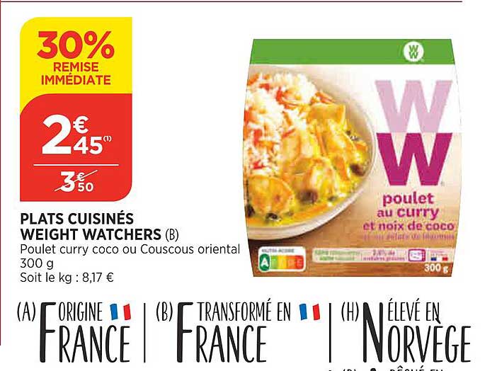 plats cuisinés weight watchers