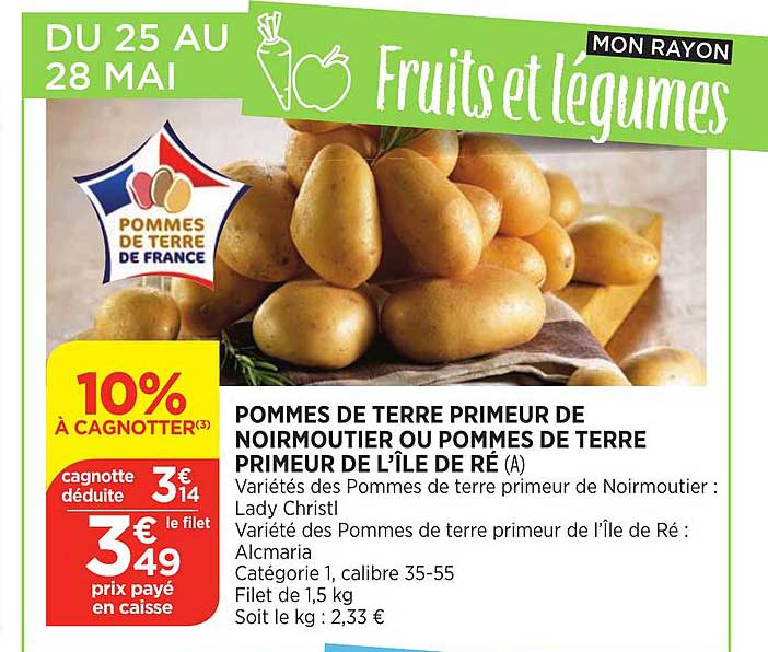 pommes de terre primeur de noimoutier ou pommes de terre primeur de l'île de ré