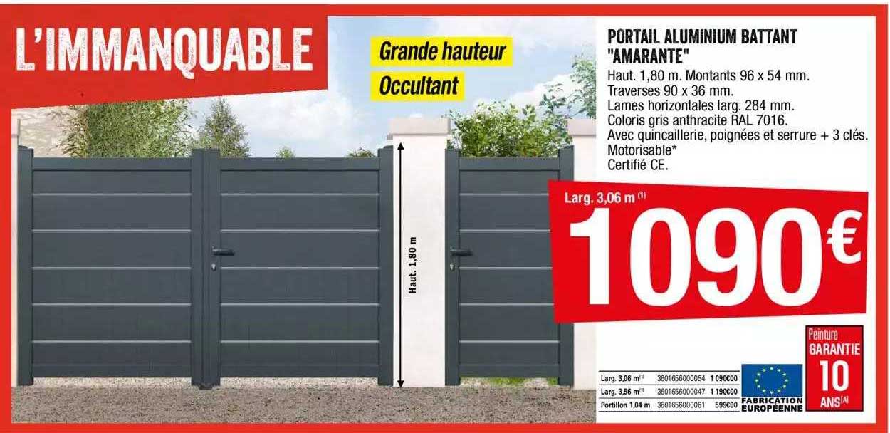 Portail Aluminium Battant "amarante"