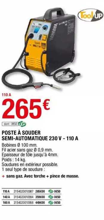 poste à souder semi-automatique 230 v - 110 a